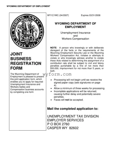 Fill Your Joint Registration Wyoming Form