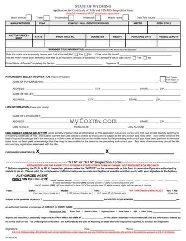 Fill Your Wyoming Mv 300A Form