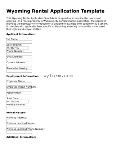 Valid  Rental Application Template for Wyoming