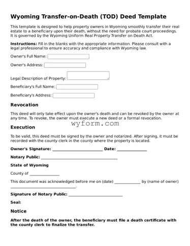 Valid  Transfer-on-Death Deed Template for Wyoming